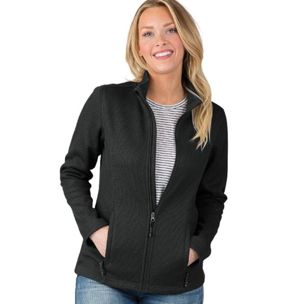 CHARLES APPAREL Women's Heritage Rib Knit Jacket Size M In Black
